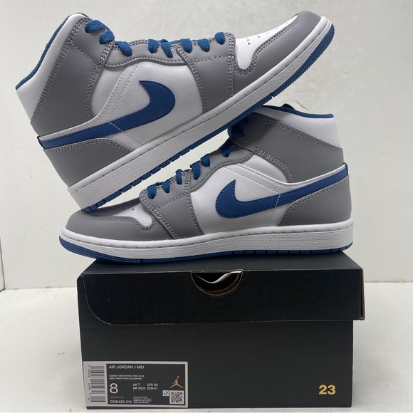 Nike Air Jordan 1 Retro Mid “True Blue/Cement Grey” 2023 - Picture 3 of 4